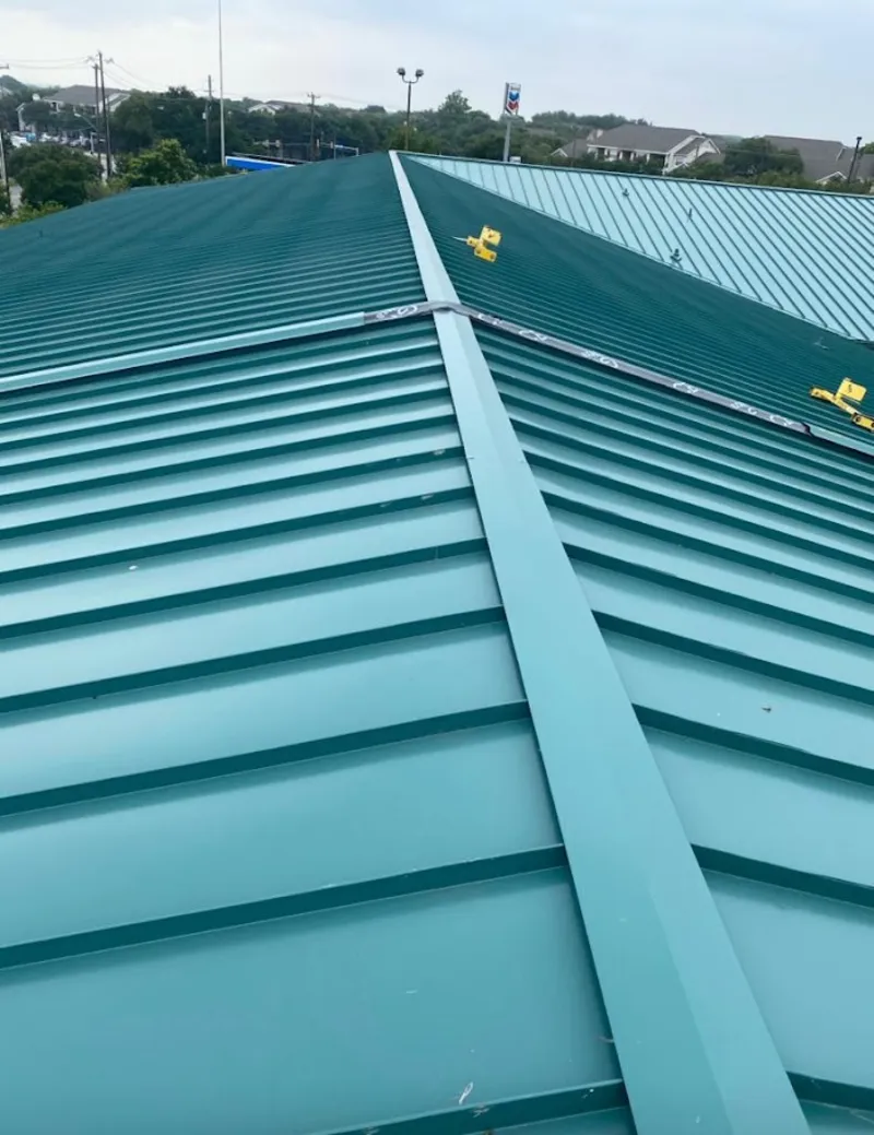 Green commercial metal roof ridge and valley for Metal Roof Repair in Lackawaxen